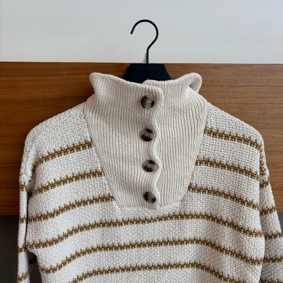 Madewell Canby Button Mockneck Sweater in Stripe, Size XS - Picture 8 of 15